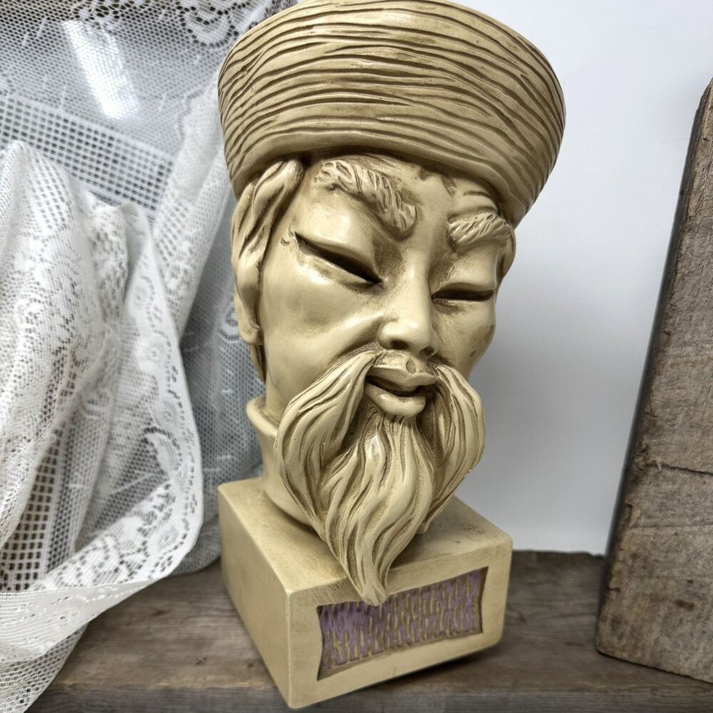 1960 Universal Statuary Corp Mid-Century Asia Man Chalkware Bust